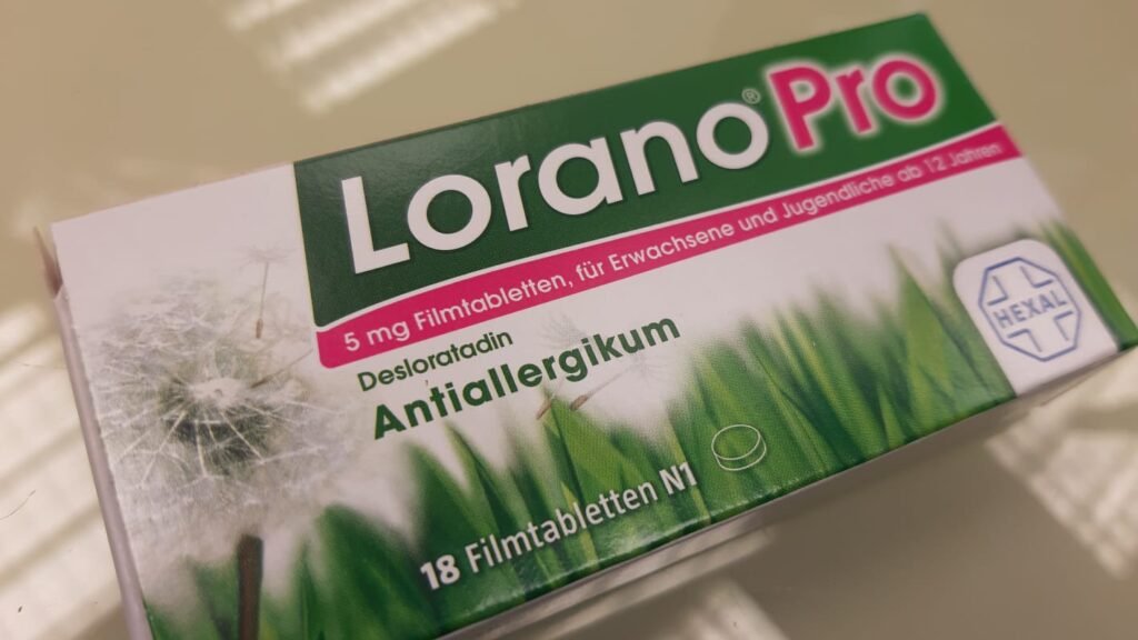 Lorano Pro allergy relief tablets in a sleek packaging on a clean, white background.